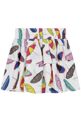 "Parasols" Print Girl Flounced Skirt Multico white front view