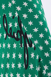Star-print viscose midi skirt Stars green details view 2