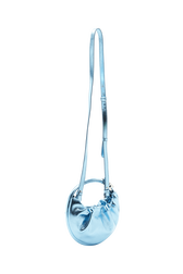 Sac Domino mini en cuir métallique Bleu vue de dos