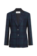 Menswear-inspired tartan blazer Check navy green front view