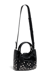 Mini tote bag in leather Black back view