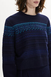 Long-Sleeved Crew-Neck Jumper Blue details view 2