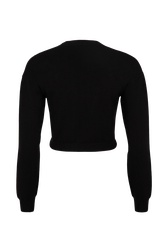 Cardigan col V cabochon strass maille femme Noir vue de dos