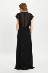 Robe longue en mousseline Noir vue portée de dos