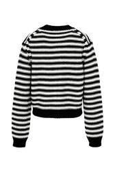 Cardigan Big Poor Boy rayé femme Raye noir/blanc vue de dos