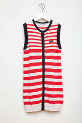 Striped Girl Sleeveless Dress Red/vanilla front view