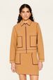 Veste double face laine femme Beige vue portée de face