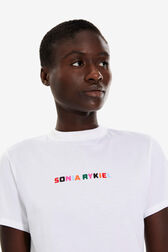 T-shirt coton multicolore signature femme Blanc vue de détail 2