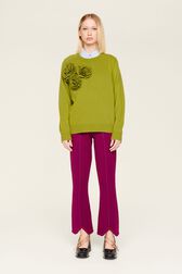 Women Wool Flowers Sweater Pistachio details view 3
