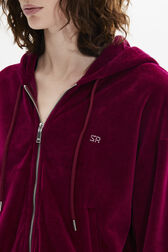 Long-Sleeved Velvet Hoodie Rasberry details view 2