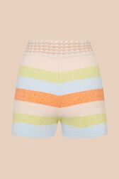 Short maille rayé multicolore pastel femme Multico vue de dos