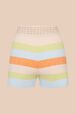 Women Pastel Multicolor Striped Wool Shorts Multico back view