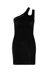 Robe courte cut out en velours Noir vue de face
