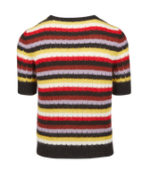 Women Striped Fluffy Sweater Multico crea back view