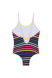 Striped Girl One Piece Swimsuit Multico back view