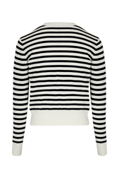 Women Black and White Striped Jumper Black/ecru back view