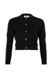 Open Knit Crew-Neck Cardigan Black front view