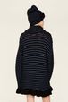 Robe courte col roulé lurex femme Raye noir/bleu vue portée de dos