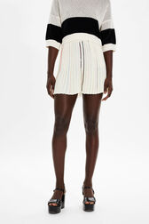 Women Multicolor Striped Pleated Shorts Ecru details view 1