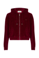 Long-Sleeved Velvet Hoodie Rasberry front view