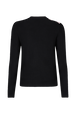 Pull en laine fleur tissée au col femme Noir vue de dos