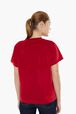 Women Velvet T-shirt Red back worn view