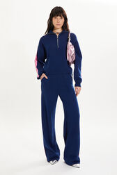 Knitted sweatpants Navy front worn view