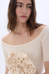 Robe longue col bateau détail fleur Vanilla vue de détail 2