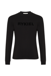 T-shirt col rond manches longues Noir vue de face