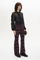 Long-Sleeved Pussybow Blouse Black details view 1