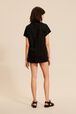 Women Mouth Print T-shirt Black back worn view