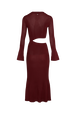Bell Sleeve Crew-Neck Dress Claret back view