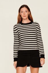Women Big Poor Boy Striped Sweater Black/white details view 1