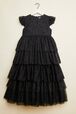 Robe longue à volants fille Noir vue de face