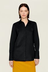 Chemise velours femme Noir vue portée de face