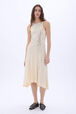 Asymmetrical tank dress in jersey with studs Vanilla front worn view