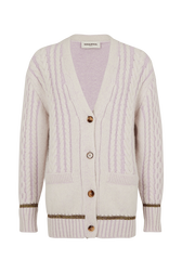 Long-Sleeved V-Neck Cardigan Lilac front view