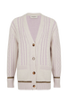 Alpaca Wool Cable Knit V-Neck Cardigan Lilac front view