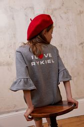Robe courte fille motif cerise Gris vue portée de dos