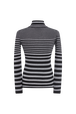 Pull col roulé rayée en laine et lurex Raye noir/argent vue de dos