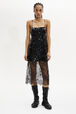 Strappy Sequined Slip Dress Black front worn view