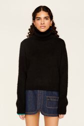Col roulé mohair femme Noir vue portée de face