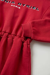 Girl Long Sleeve Dress Burgundy details view 3