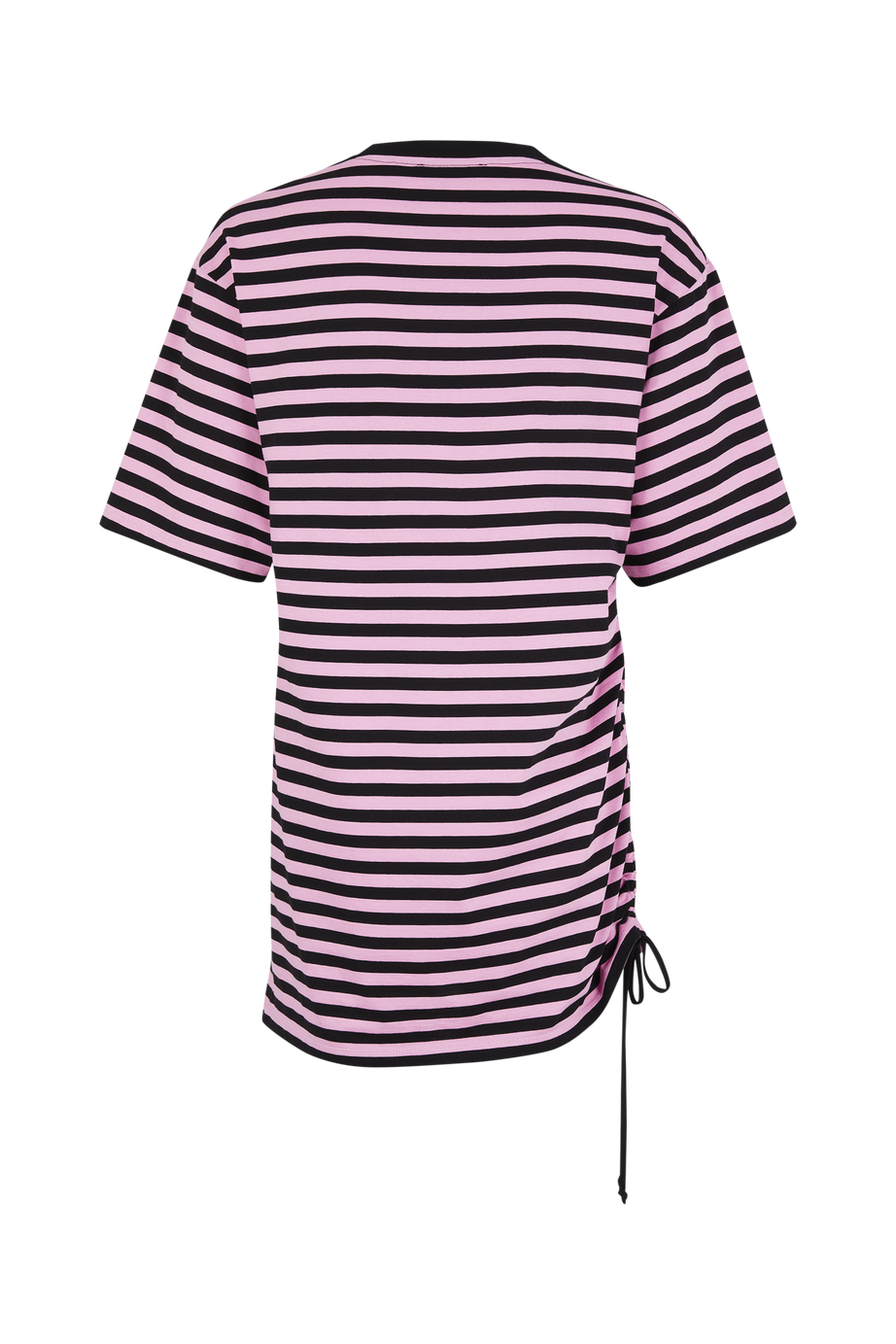 Haute résolution de - Robe rayée col rond manches courtes Rose/noir vue de dos Haute résolution de - Robe rayée col rond manches courtes Rose/noir vue de dos