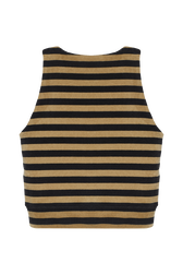 Women Striped Velvet Bra Black back view