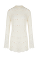 Robe courte rayures ajourées femme Raye ecru/blanc vue de face