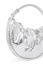 Domino medium bag in metallic croc-effect leather Silver details view 1