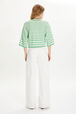 Short-sleeved striped sweater Striped anise/white back worn view