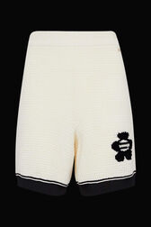 Short coton tricoté finitions contrastantes femme Ecru vue de face