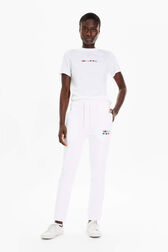 T-shirt coton multicolore signature femme Blanc vue portée de face